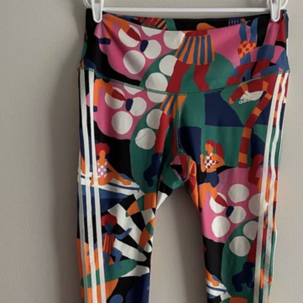 Adidas X Farm Rio Women 1X Colorful Printed High Rise Training 7/8 Tights NWT